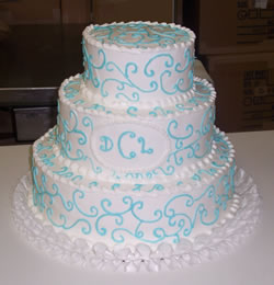 bride's cake with scroll design