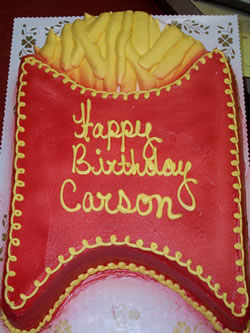 birthday cake that looks like a box of french fries