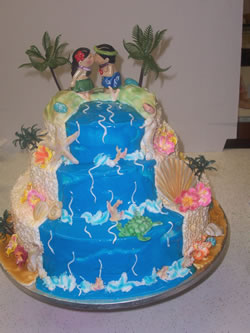Hawaiian-themed cake